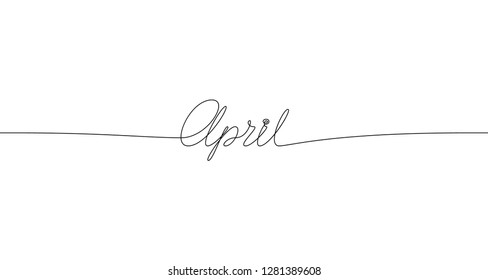 APRIL handwritten inscription. One line drawing of word