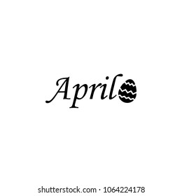 April icon. Written name of the month with different elements relating to the month icon.  Premium quality graphic design icon. One of the collection icons for websites on white background