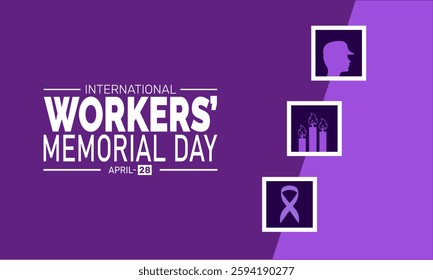 April is International Workers memorial day. holiday concept. suitable for placard, background,Greeting Card, Poster design template with text inscription, standard Social Media Post.