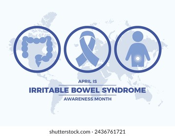 April ist Reizdarmsyndrom (IBS) Bewusstsein Monat Poster Vektor-Illustration. Periwinkle Blue Awareness Ribbon Icon Vektor. Vorlage für Hintergrund, Banner, Karte, Poster. Wichtiger Tag