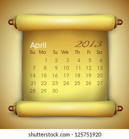 April month calender 2013. EPS 10.