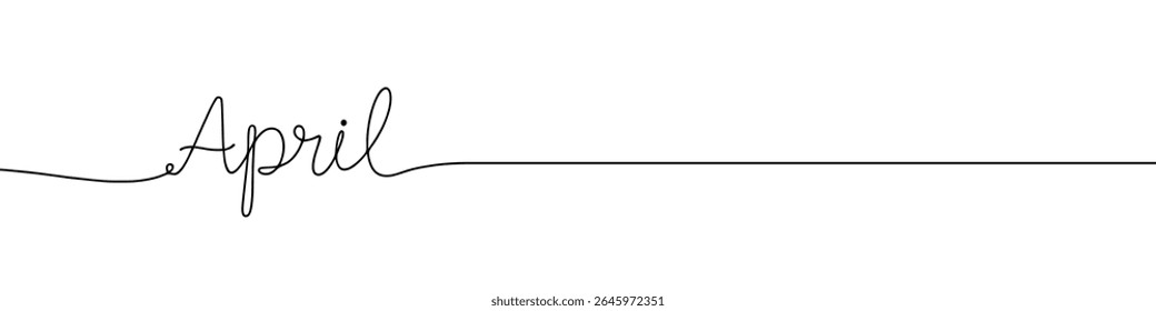 April Monat durchgehende einzeilige Zeichnung mit Wort. Minimalistische Zeichnung der Phrasendarstellung.