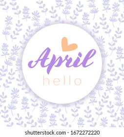 April month name. Handwritten lettering with flat flowers isolated on white. Vector illustration for poster, card, calendar, monthly logo, bullet journal, monthly organizer. Concept April advertising