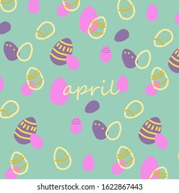 April month season spring pattern with decorative easter eggs