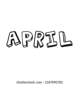 April month written vector, hand drawn