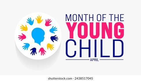 April is Month of the Young Child background template. Holiday concept. use to background, banner, placard, card, and poster design template with text inscription and standard color. vector