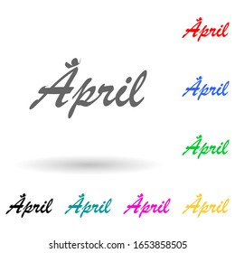 April multi color style icon. Simple glyph, flat vector of name of month icons for ui and ux, website or mobile application