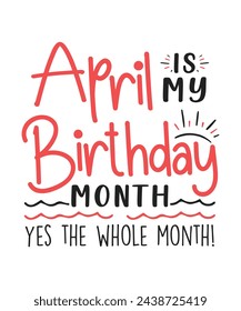 April is my birthday month design Happy birthday quote designs