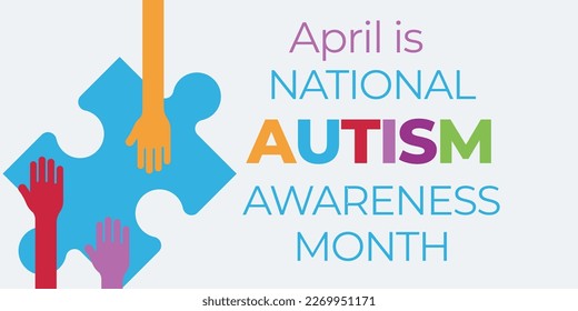 April is national autism awareness month. Developmental disability caused by difference in brain. Vector illustration banner.