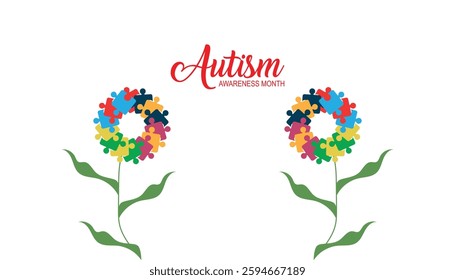 April is National Autism Awareness Month. Vector template Design for banner, greeting card, poster, prints, social media post ,flyer , T shirt with background.