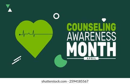 April is National Counseling Awareness Month. Holiday concept. suitable for placard, background,Greeting Card, Poster design template with text inscription, standard Social Media Post.
