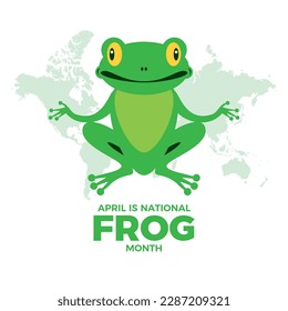 April is National Frog Month vector illustration. Happy smiling green frog cartoon. Funny frog icon vector. Important day