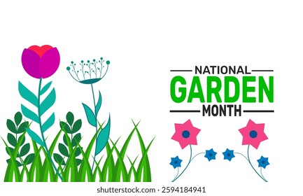 April is National Garden Month. Holiday concept. suitable for placard, background,Greeting Card, Poster design template with text inscription, standard Social Media Post.