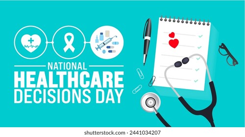 April is National Healthcare Decisions Day background template. Holiday concept. use to background, banner, placard, card, and poster design template with text inscription and standard color. vector