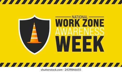 April is National Work Zone Awareness Week background template. Holiday concept. use to background, banner, placard, card, and poster design template with text inscription and standard color. vector 