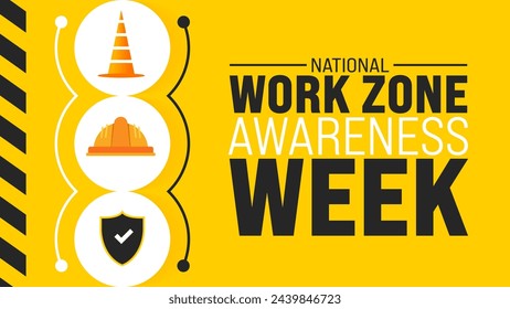 April is National Work Zone Awareness Week background template. Holiday concept. use to background, banner, placard, card, and poster design template with text inscription and standard color. vector  svg