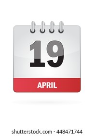 April Nineteen. Calendar Icon