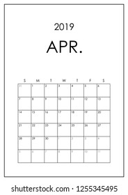 April planner 2019, organizer page of april 2019. A4 size printable,modern and minimal design.