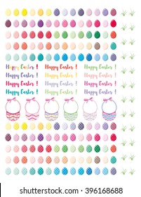 April Printable Planner Stickers, Clip Art, Bunny,Eggs,Colorfull, Basket,Happy Easter !