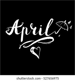 April rain umbrella vector lettering