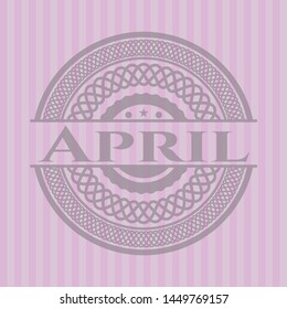April realistic pink emblem. Vector Illustration. Detailed.
