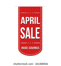 April sale banner design over a white background, vector illustration