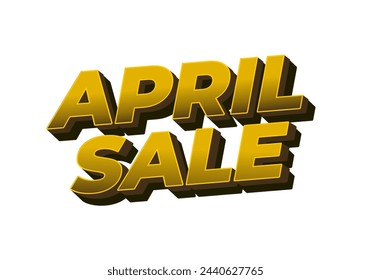 Venta de abril. Diseño de efectos de texto en estilo de 3 dimensiones