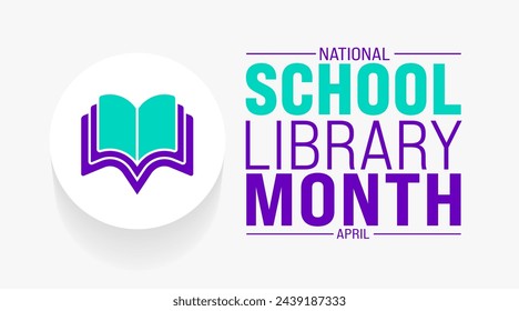 April is School Library Month background template. Holiday concept. use to background, banner, placard, card, and poster design template with text inscription and standard color. vector illustration.