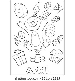 april season coloring book page for kids and adults creative coloring mindful relaxation activity