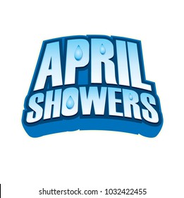 April Showers Blue Vector Headline Seasonal Spring Graphic