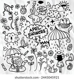April Showers Bring May Flowers Doodle Collection
