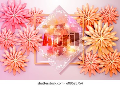 April sign  background with flowers
