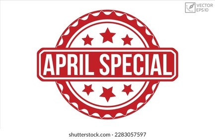 APRIL SPECIAL Red Rubber Stamp vector design.