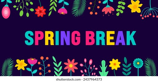 April is Spring Break background template. Holiday concept. use to background, banner, placard, card, and poster design template with text inscription and standard color. vector illustration.