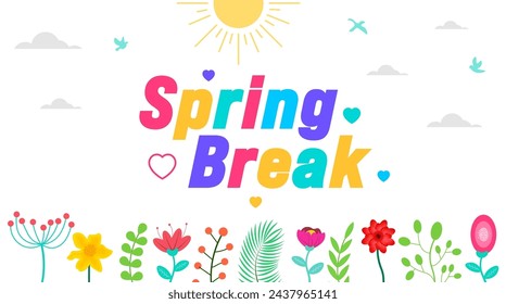 April is Spring Break background template. Holiday concept. use to background, banner, placard, card, and poster design template with text inscription and standard color. vector illustration.