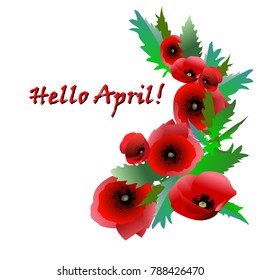 April, spring, congratulations. Vector illustration, graphic on white background. 