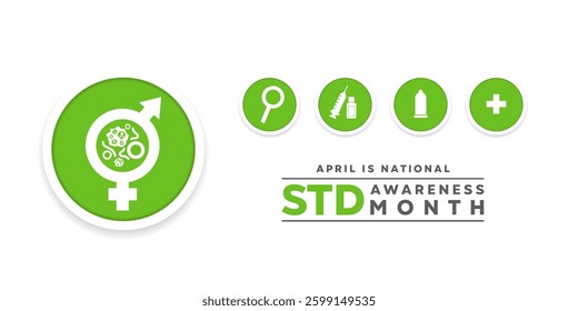 April Is STD Awareness Month. Great for posters, banner, social media and more. White background.
