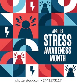 April is Stress Awareness Month. Holiday concept. Template for background, banner, card, poster with text inscription. Vector EPS10 illustration