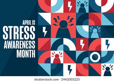 April is Stress Awareness Month. Holiday concept. Template for background, banner, card, poster with text inscription. Vector EPS10 illustration