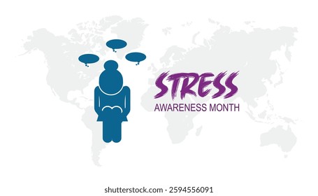 April is Stress Awareness Month. Vector template Design for banner, greeting card, poster, prints, social media post ,flyer , T shirt with background.