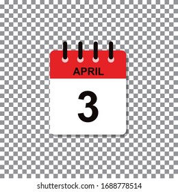 April third calendar day of month. Vector illustration.