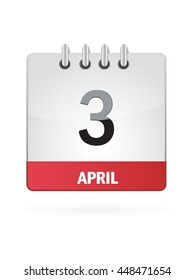 April Three. Calendar Icon
