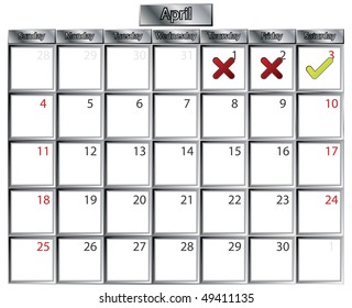 April tick and cross calendar