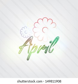 April Typography - background in retro style with flowers and label. (EPS10 Vector)