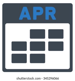 April vector icon. Style is bicolor flat symbol, smooth blue colors, rounded angles, white background.