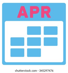 April vector icon. Style is bicolor flat symbol, pink and blue colors, rounded angles, white background.