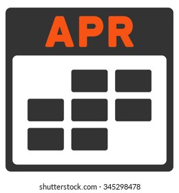 April vector icon. Style is bicolor flat symbol, orange and gray colors, rounded angles, white background.