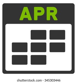 April vector icon. Style is bicolor flat symbol, eco green and gray colors, rounded angles, white background.