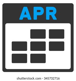April vector icon. Style is bicolor flat symbol, blue and gray colors, rounded angles, white background.
