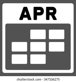 April vector icon. Style is bicolor flat symbol, black and white colors, rounded angles, gray background.